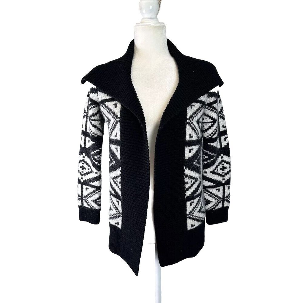 Banana Republic Italian Wool Blend Open Front Shawl Cardigan Sz XS Aztec Western